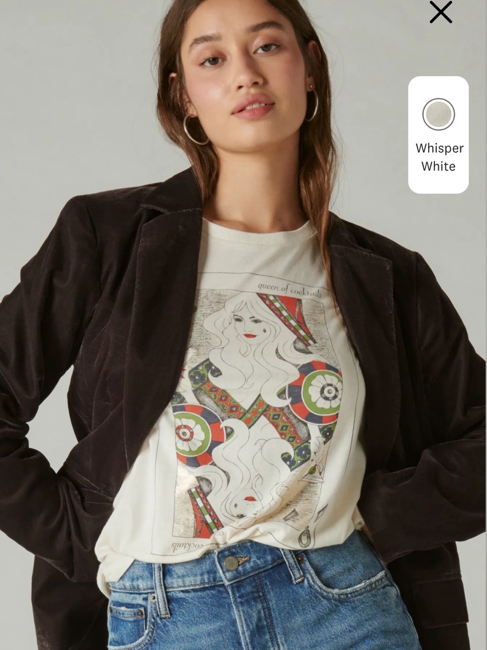 Lucky Brand Black Velvet Blazer with Whisper White Graphic Tee